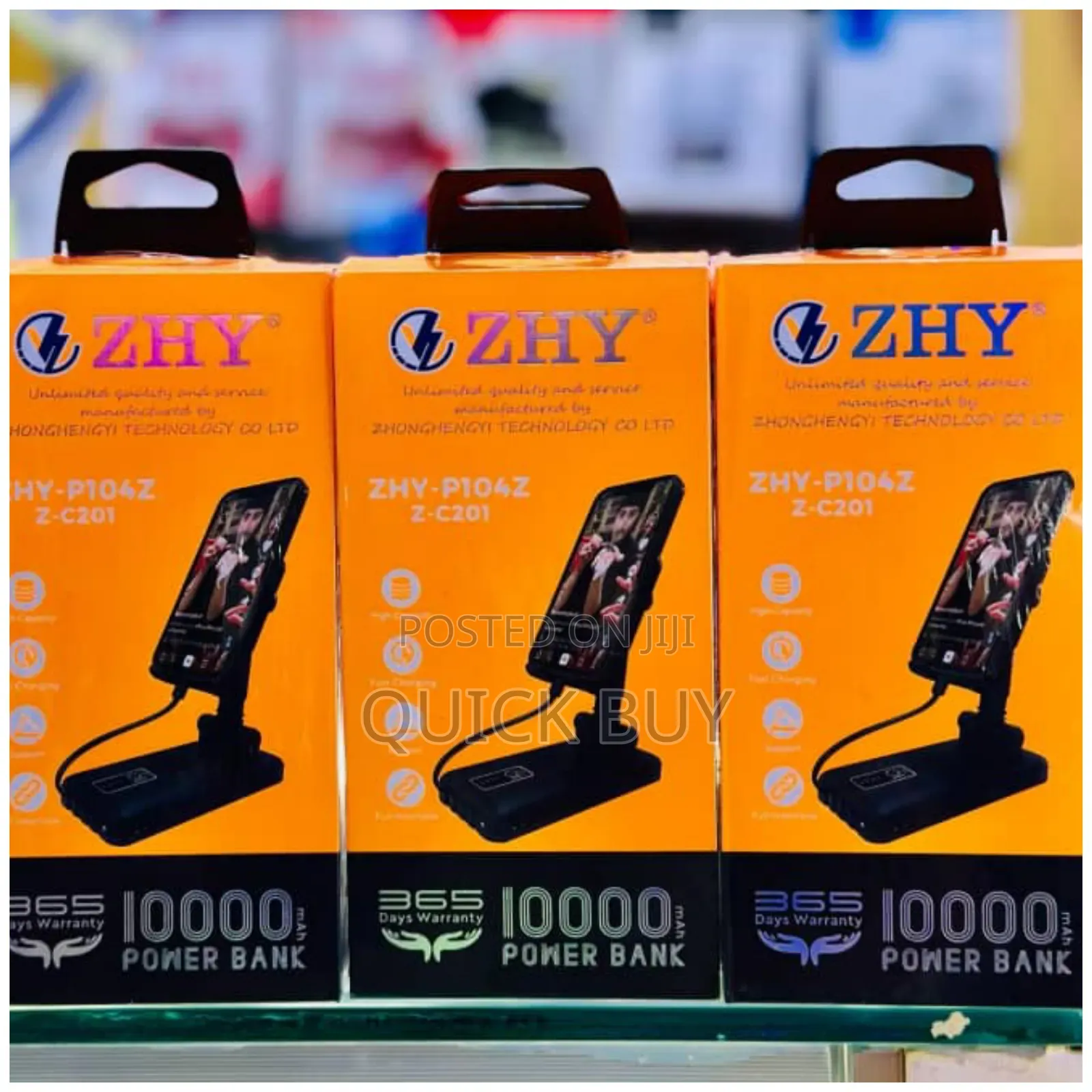 Zhy 2in1 10000mah Power Bank With Foldable Phone Holder