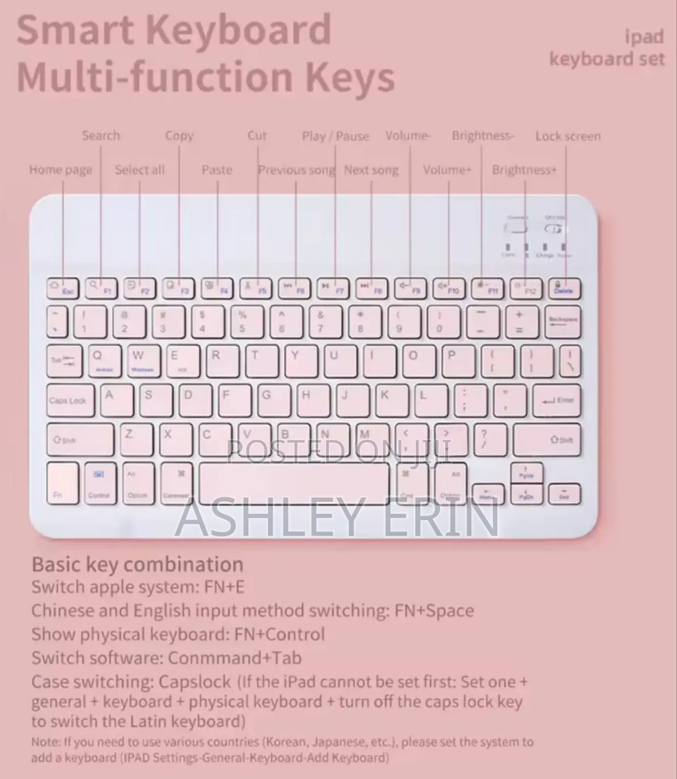 2in1 Bluetooth Keyboard and Mouse for iPad,Tablets Etc