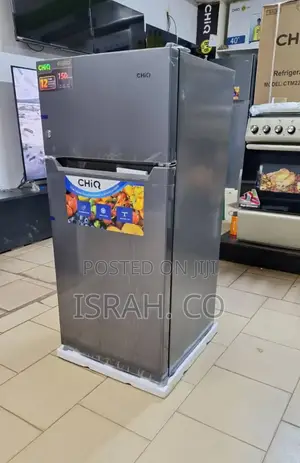 Silver-Colored Chiq Brand Double-Door Refrigerator