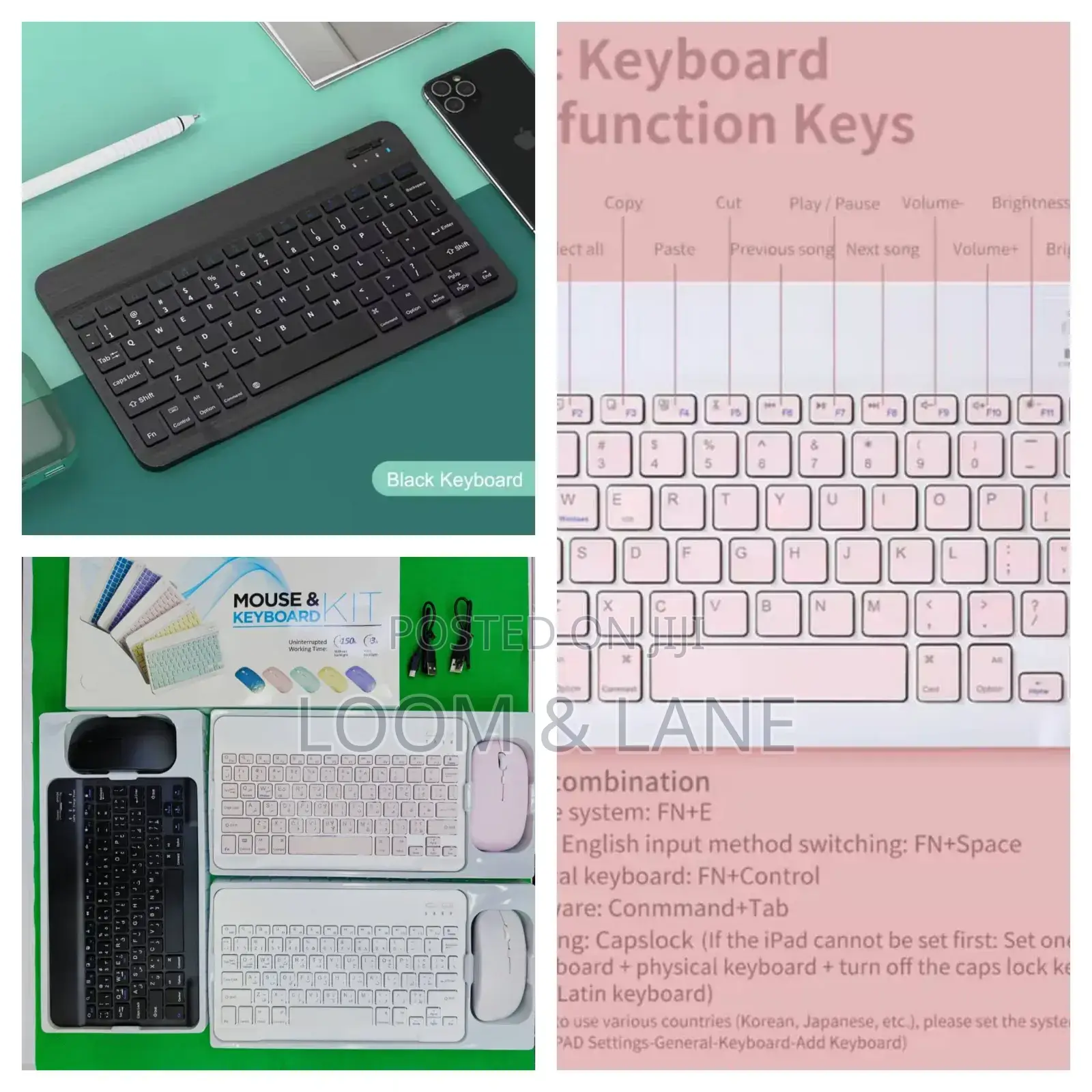 2in1 Bluetooth Keyboard and Mouse for iPad,Tablets