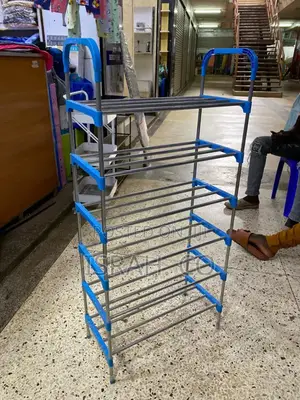 5-Tier Metal Shoe Rack, Likely Constructed