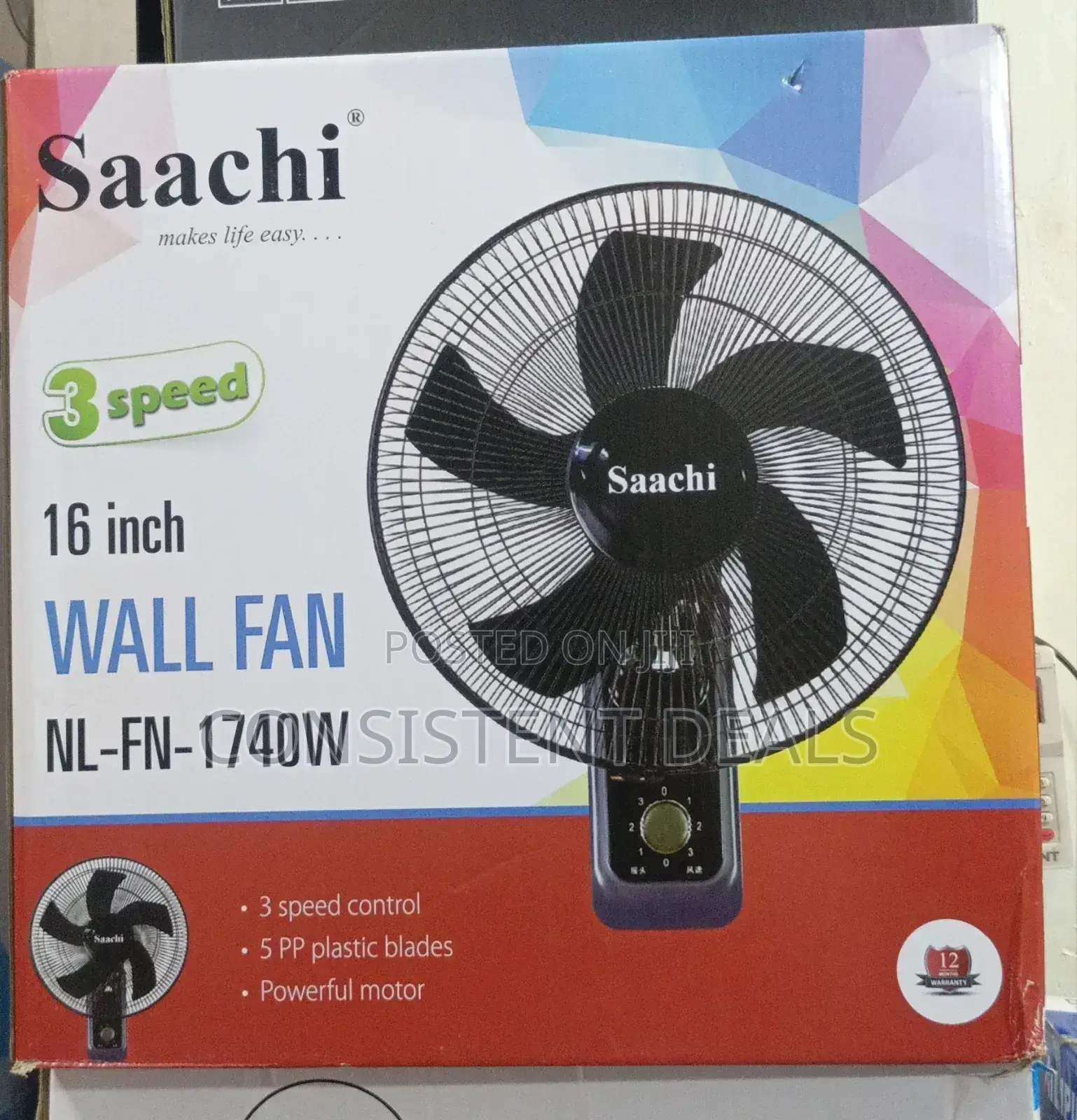 Saachi 3 Speed Wall Fan