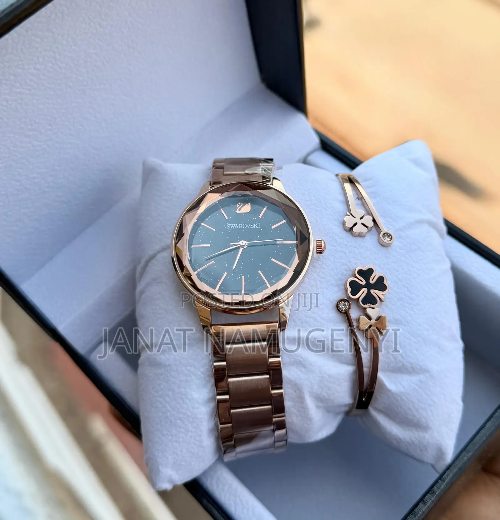 Swarovski Rose Golden Watch With Black Display