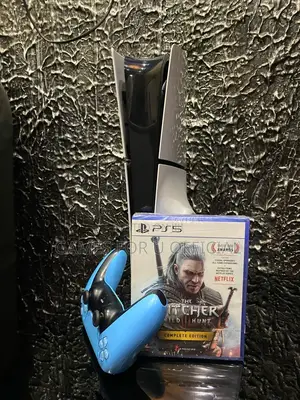 Ps5 Slim Disc Version Console Blue Pad Witcher Game