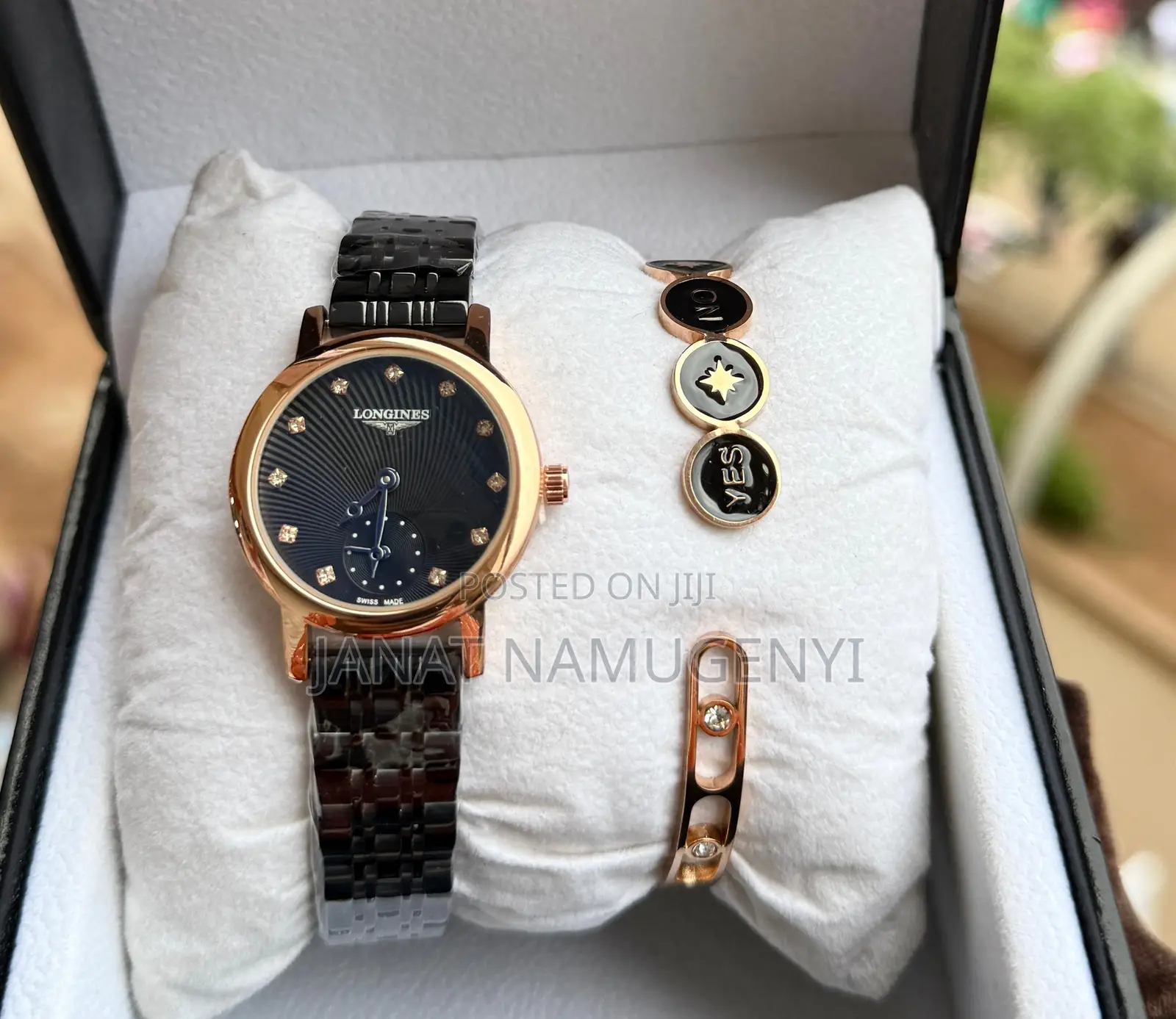 Longines Black Watch With Gold Coating