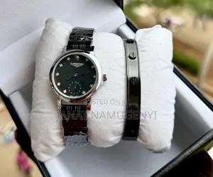 Longines Black Watch With Silver Coating