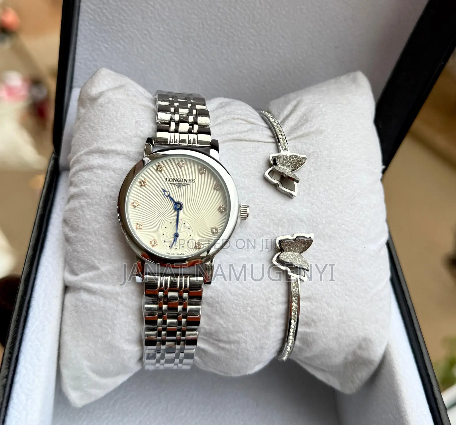 Longines Silver Watch With White Display