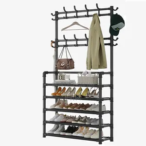 5-Layer Shoe Rack With a Coat Rack on Top