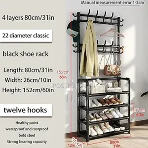 5-Layer Shoe Rack With a Coat Rack on Top