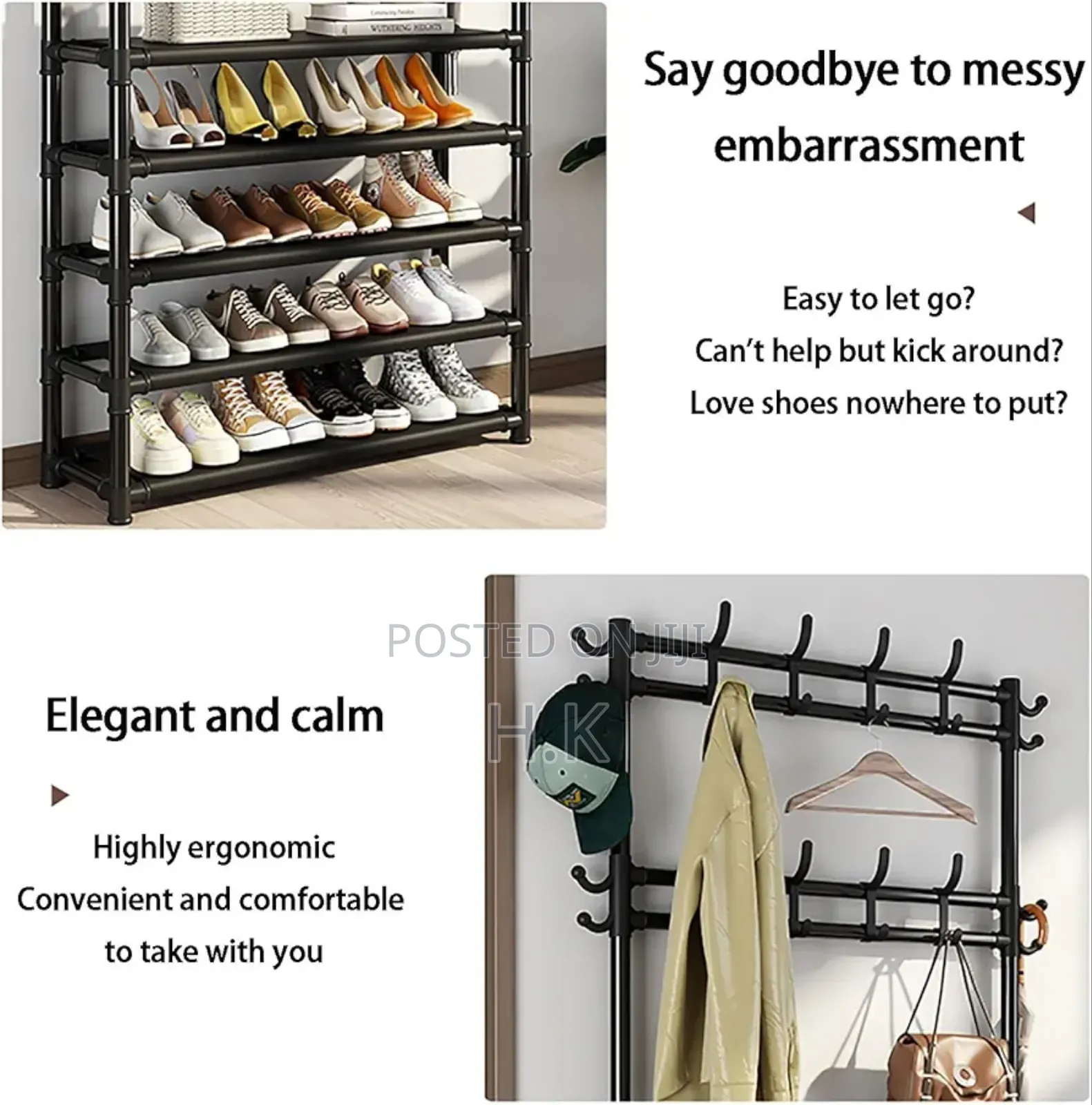 5-Layer Shoe Rack With a Coat Rack on Top