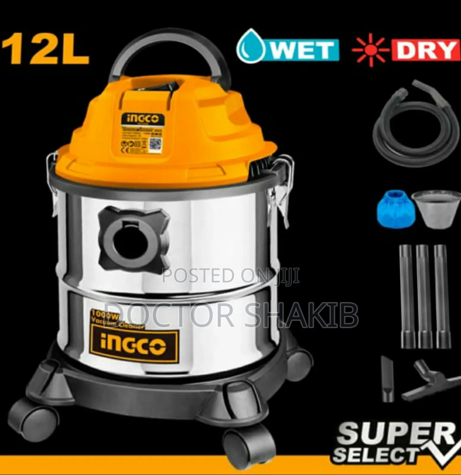 New Ingco Vc12202,1000w, 12l Vacuum Cleaner