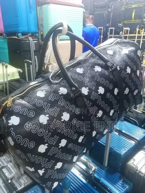 Original Leather Handbag Luggage. Large.( Black)
