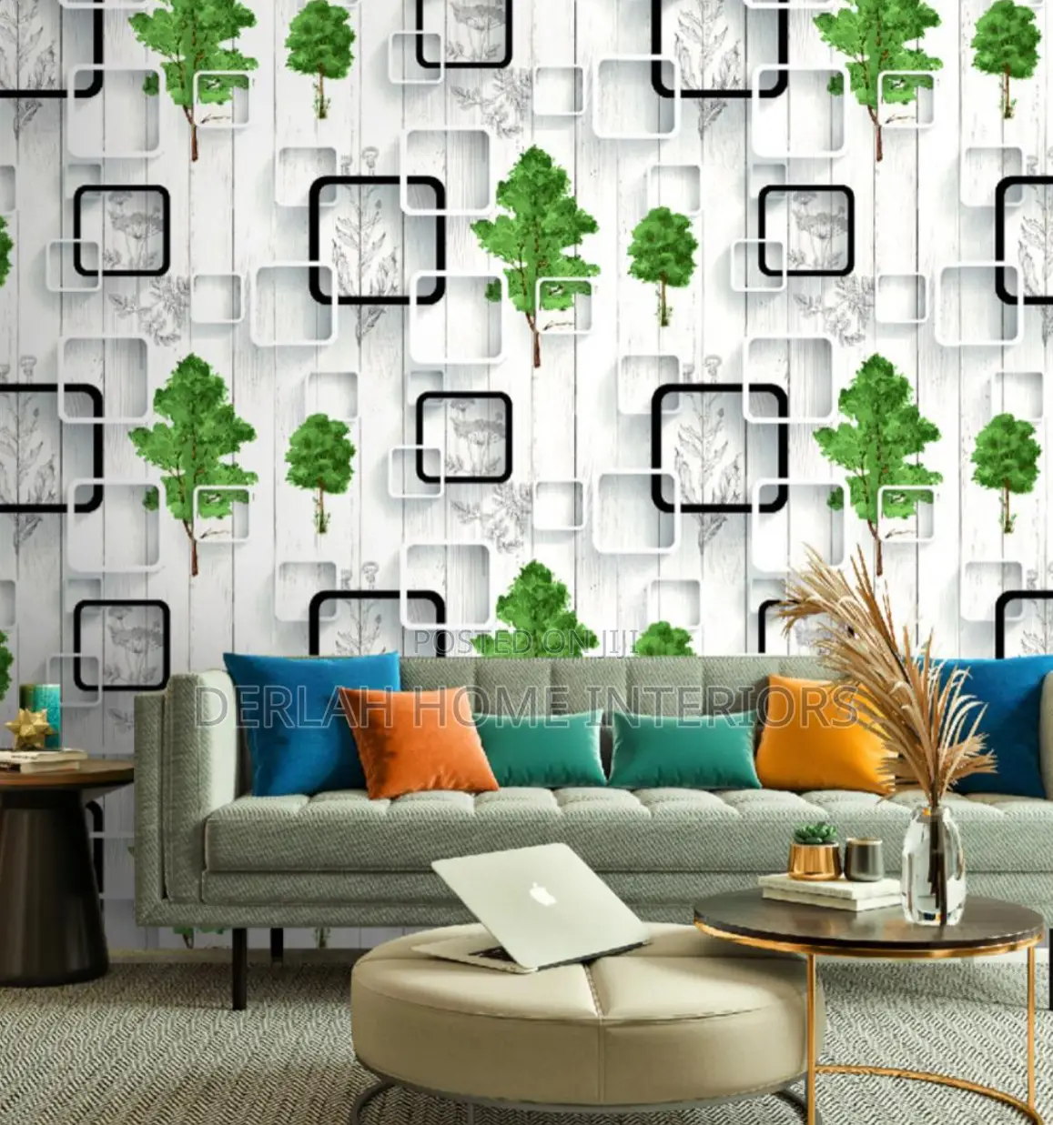 White en Green Wallpaper