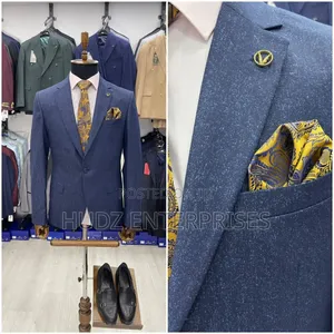 Dark  Blue Checkered Blazer