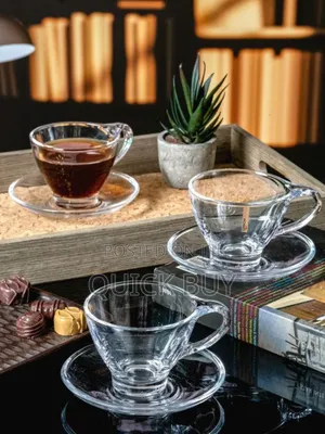 12pcs Clear Glass Tea/Coffee Cup With Saucer Saucer