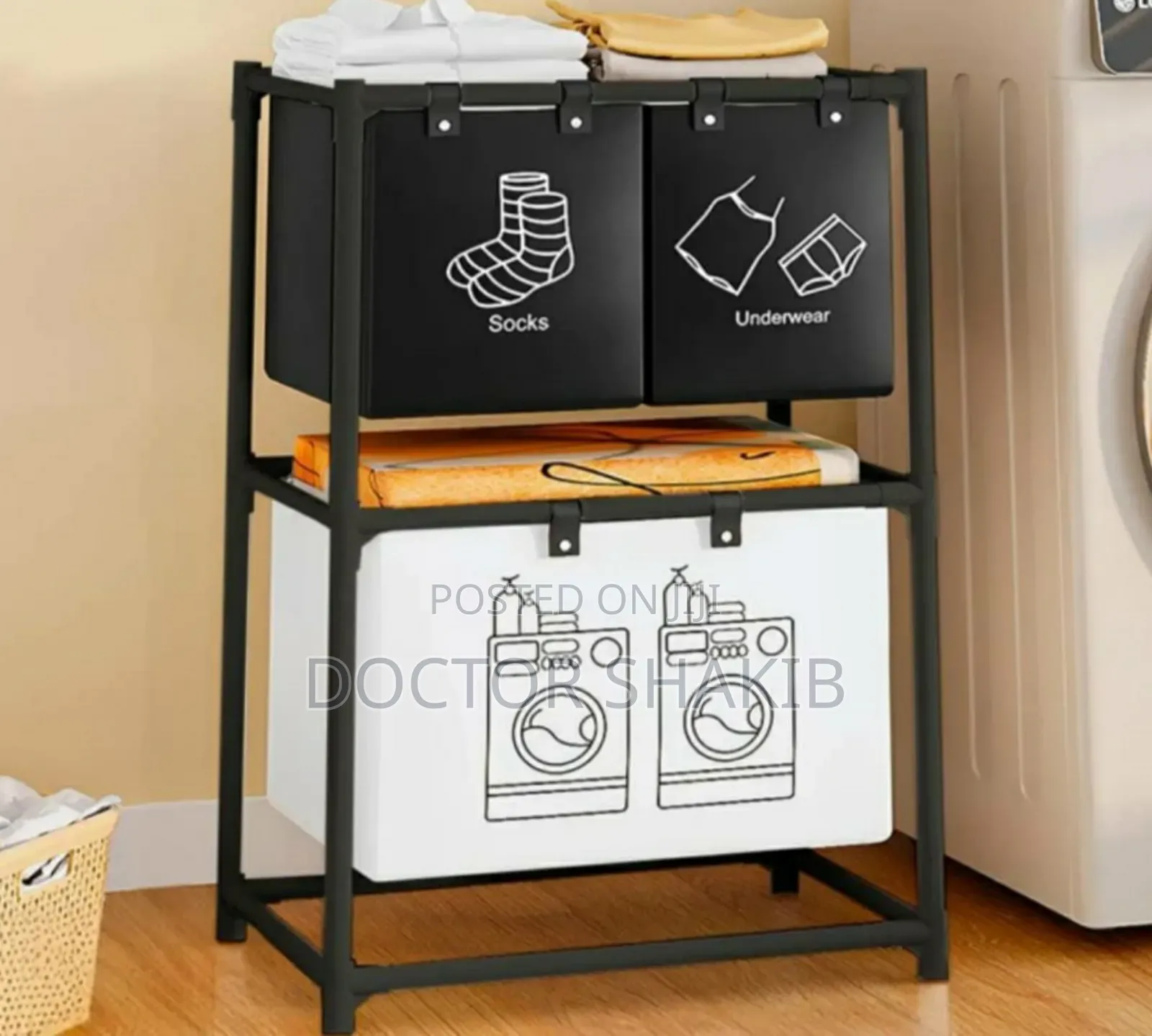 New Foldable Multicompartment Laundry Basket With Divider