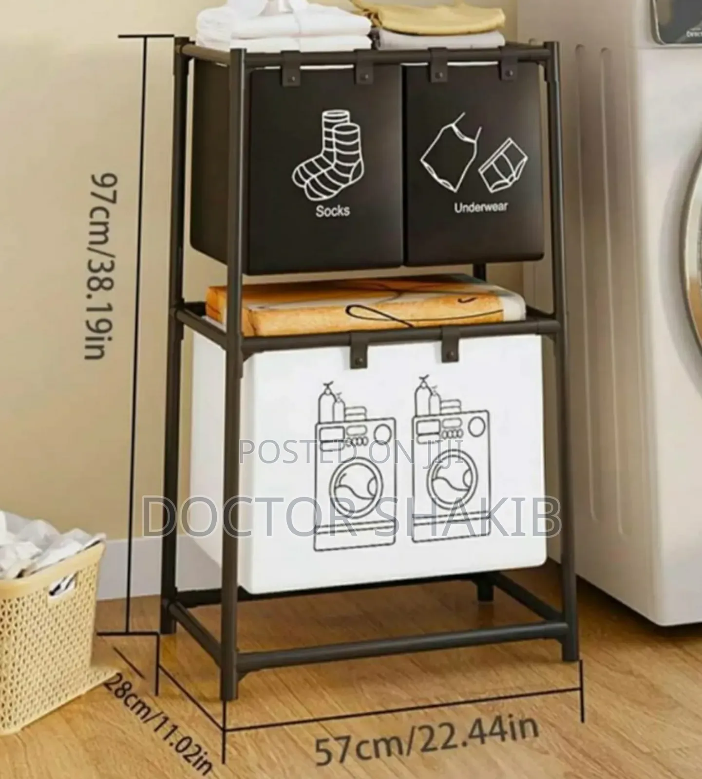 New Foldable Multicompartment Laundry Basket With Divider