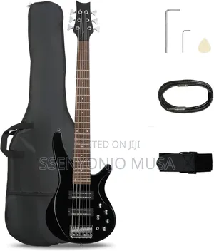 Electric Bass Guitar - 6-String With Professional Hh Pickup