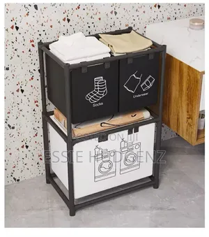 Foldable Multicompartment Laundry Basket With Divider