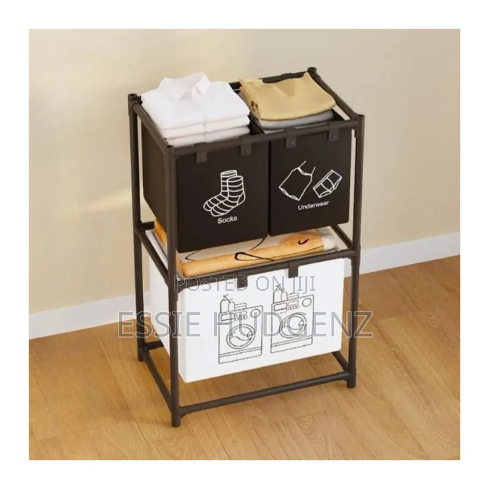 Foldable Multicompartment Laundry Basket With Divider