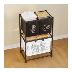 Foldable Multicompartment Laundry Basket With Divider