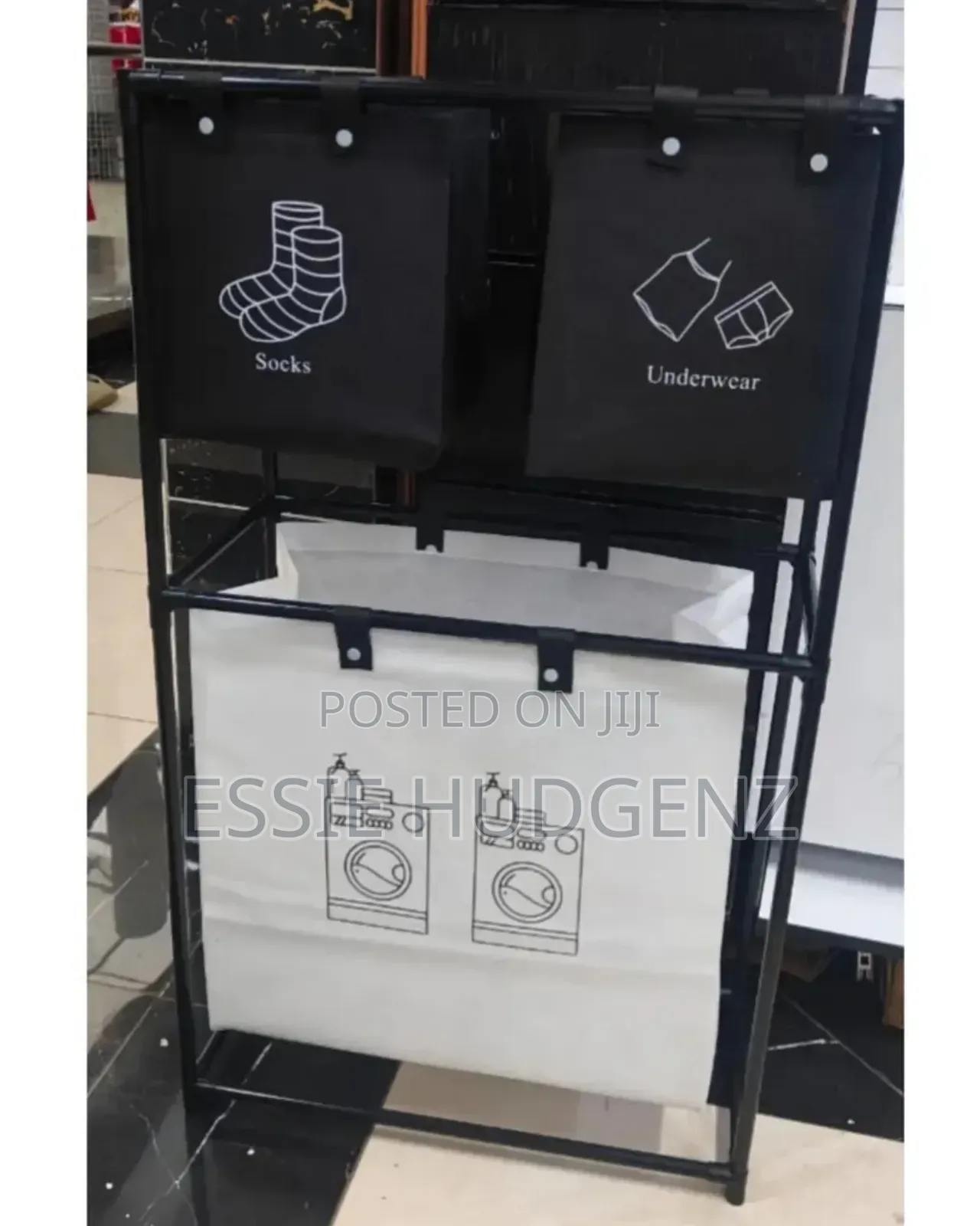 Foldable Multicompartment Laundry Basket With Divider