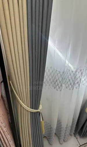 Elegant Curtain Fabric in Cream and Grey