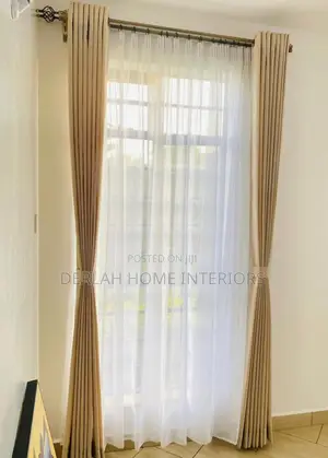Cream Full Set Curtain With a 2 Meter White Net