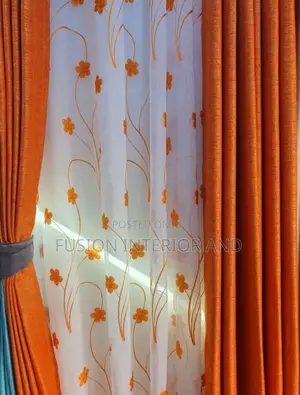 Orange Plain Curtains