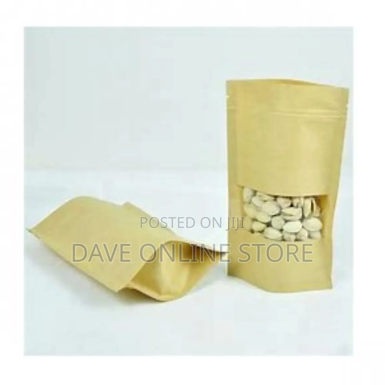 50 Pieces Brown Kraft Paper Ziplock Packaging Pouch
