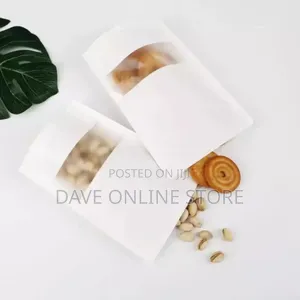 50 Pieces White Kraft Self-Stand Ziplock Pouch