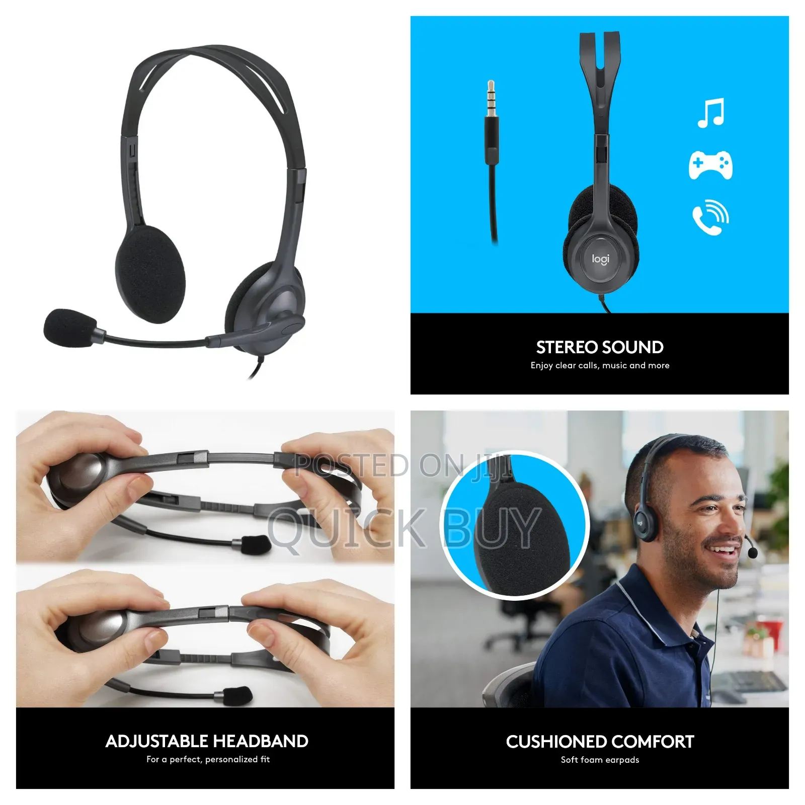 Logitech H111 Wired on Ear Headphones With Mic Black