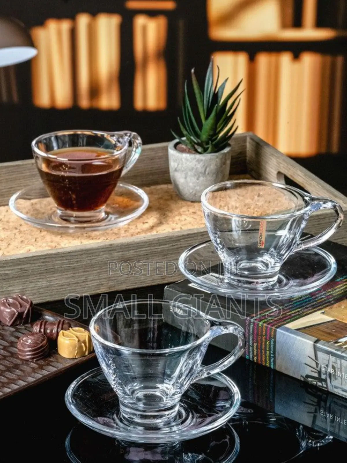 12pcs Clear Glass Tea/Coffee Cup With Saucers