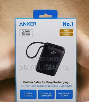Anker 20,000mah Built in Cable 22.5w Powerbank