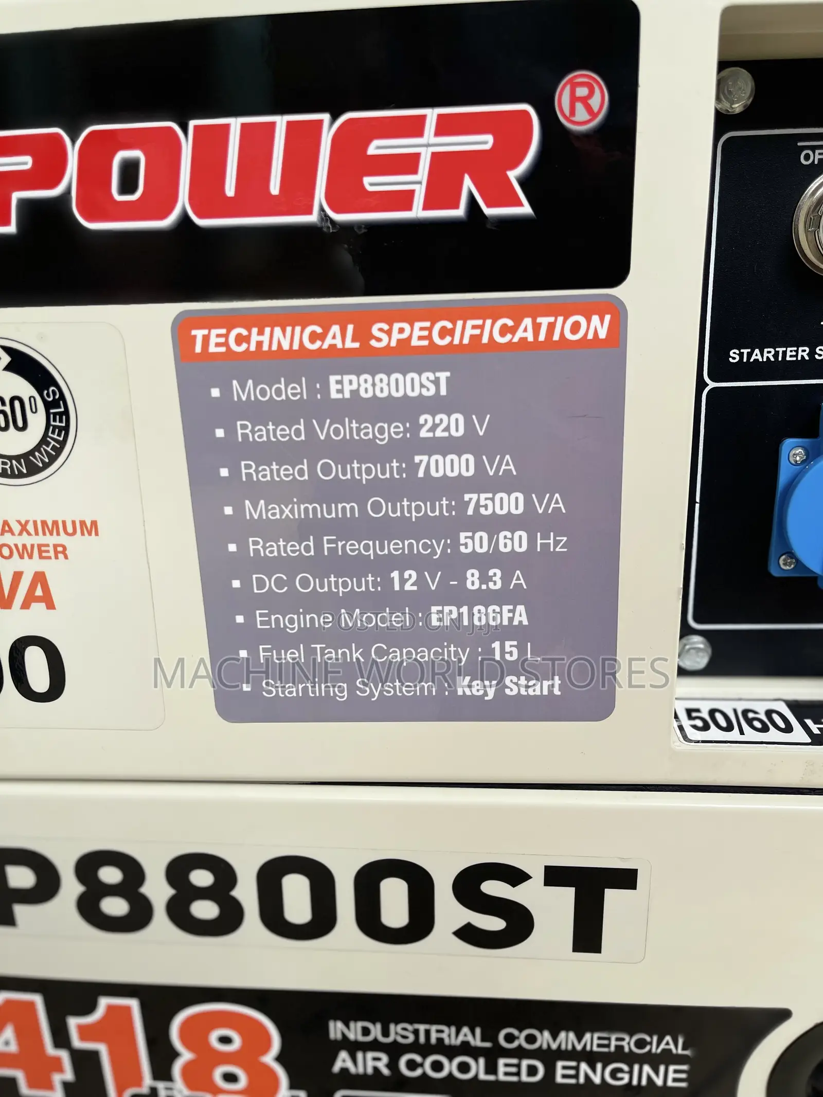 Ep8800st 100% Copper 7kva Generator