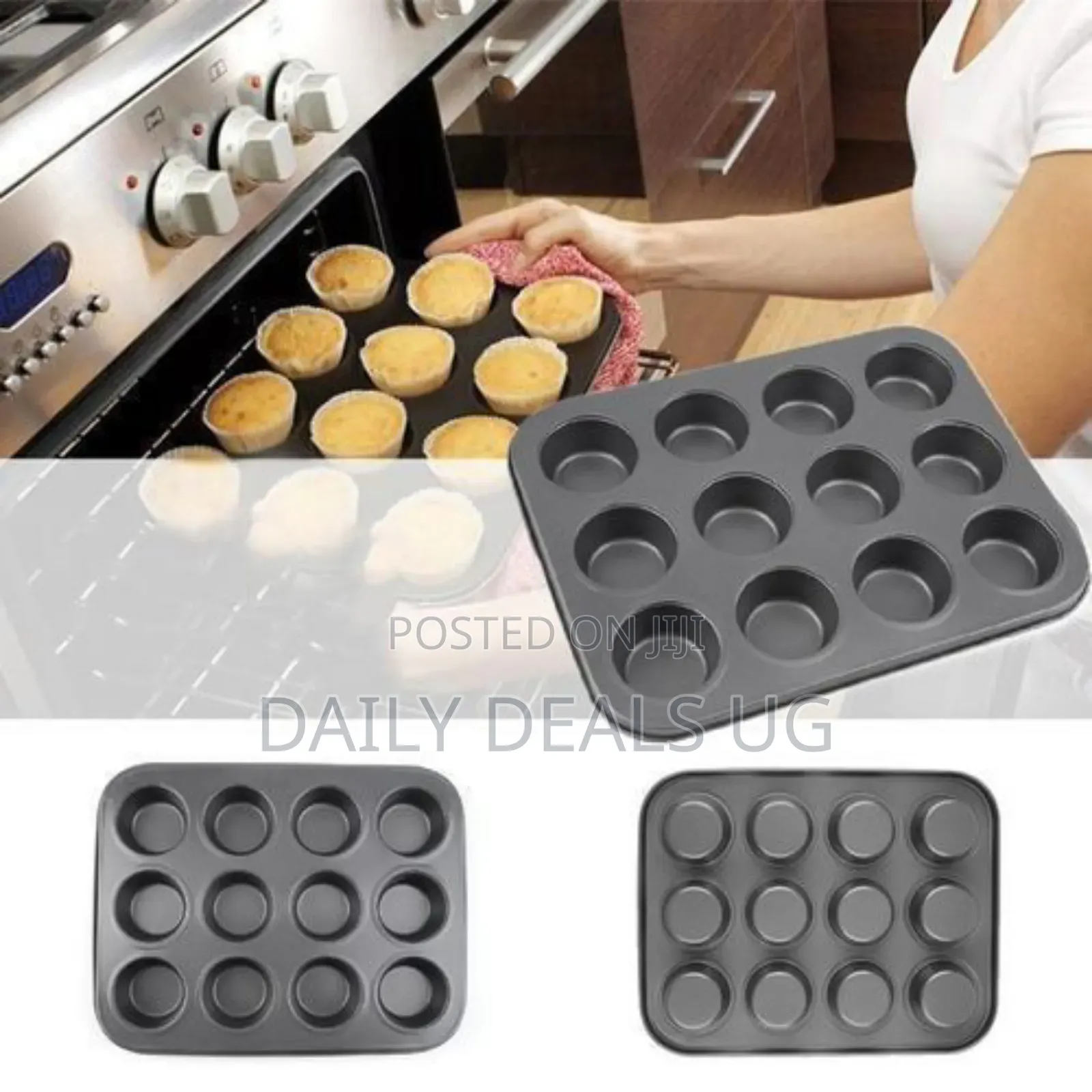 2pcs Nonstick Round Muffin and Cupcake Baking Pan, 12 Cups