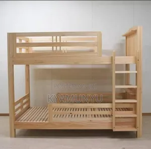 A Wooden Bunk Double Bed