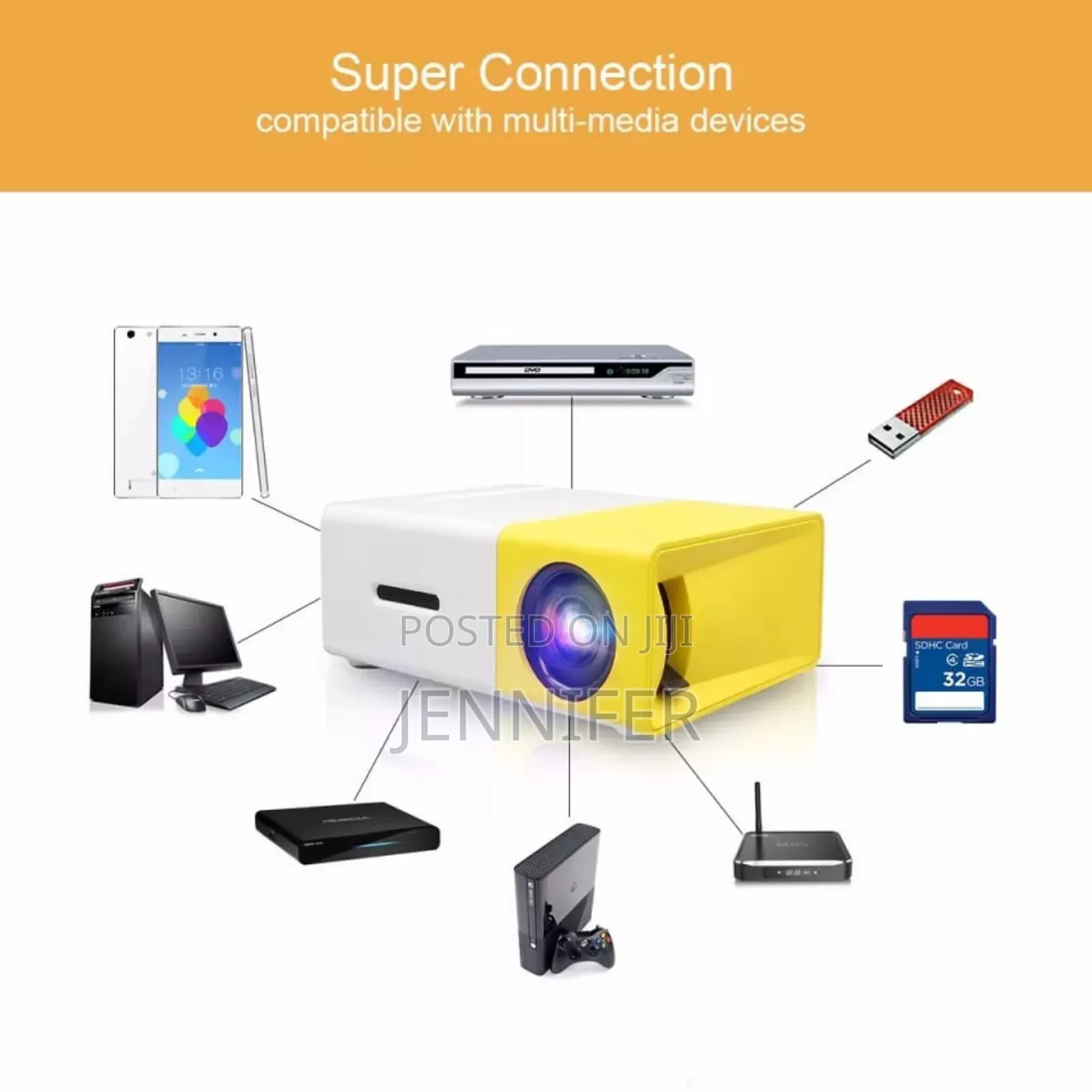 Mini Led Projector White Yellow
