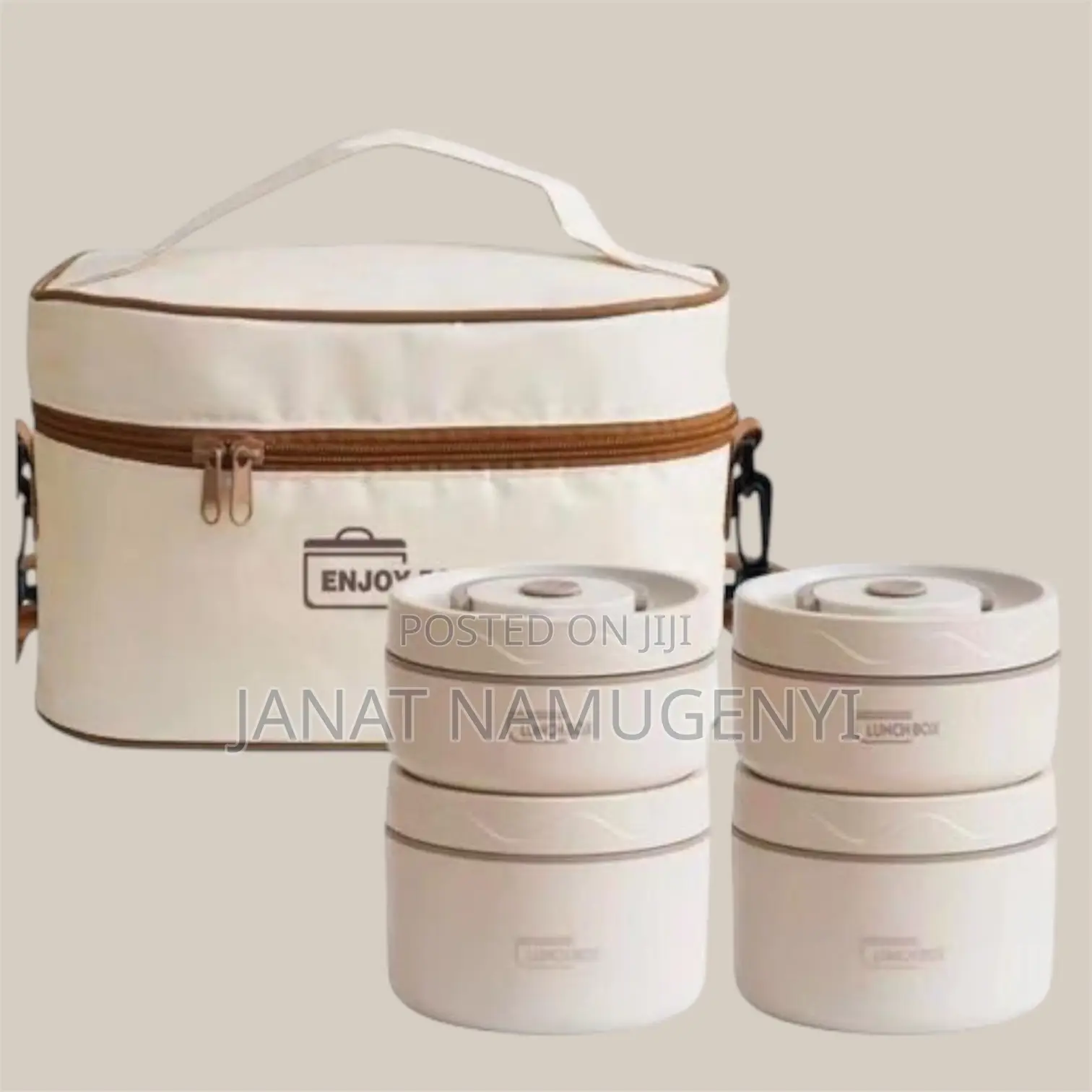 Cream Lunch 4 Piece Lunch Box With a Bag