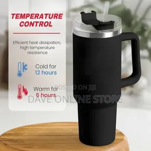40 Oz Vacuum Coffee Mug With Straw Lids and Free Straw Brush