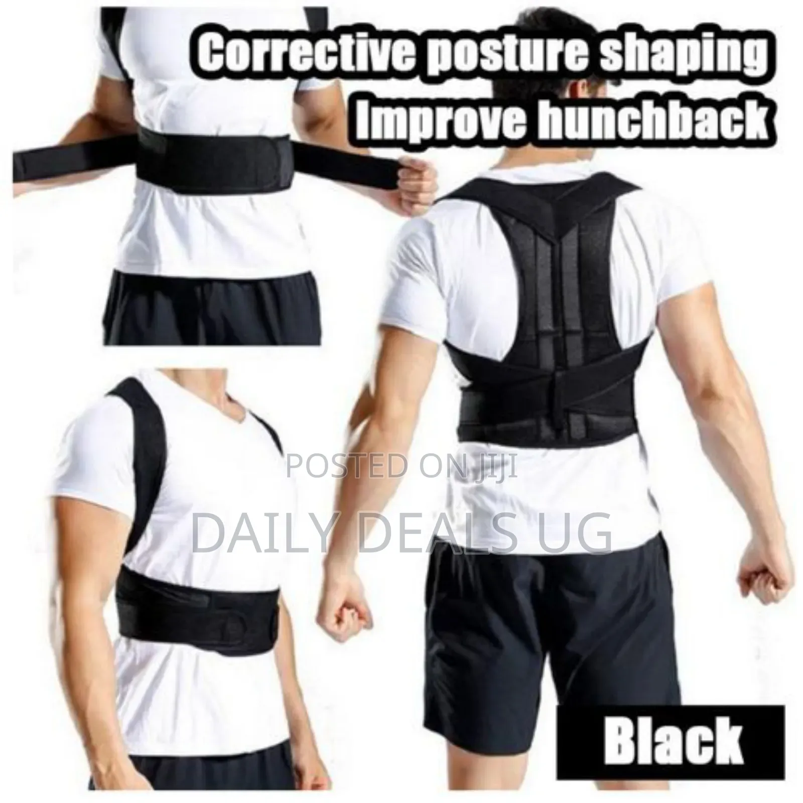 Adjustable Black Posture Corrector Brace for Unisex Fitness