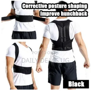 Adjustable Black Posture Corrector Brace for Unisex Fitness