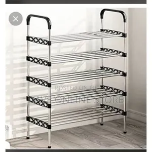 Stainless Shoe Rack + Steel Pipes (5 Layers)