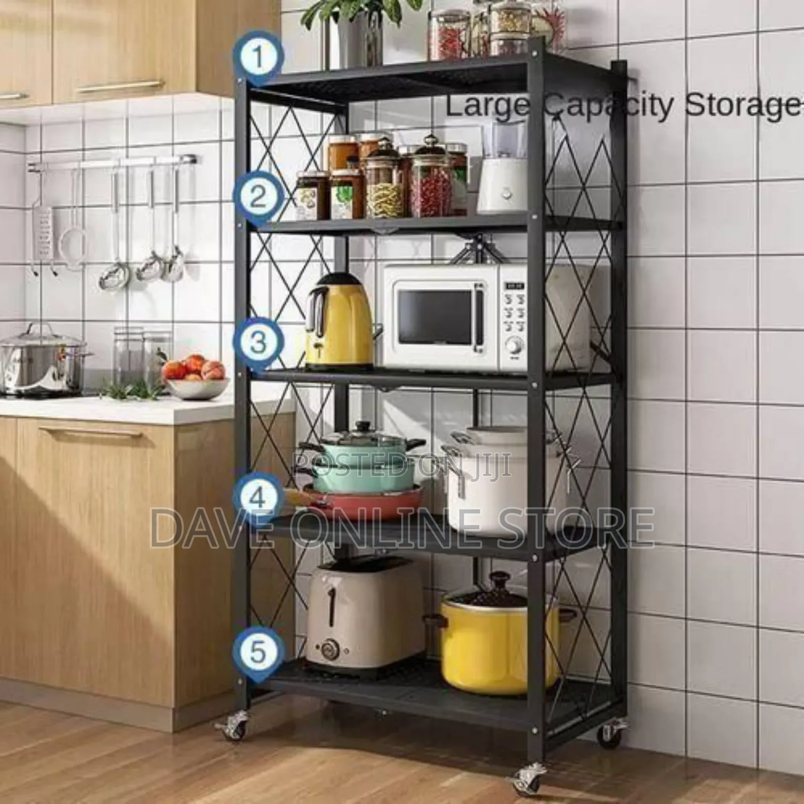 Strong 5 Layers Shelf- Foldable Storage Organizer Rack