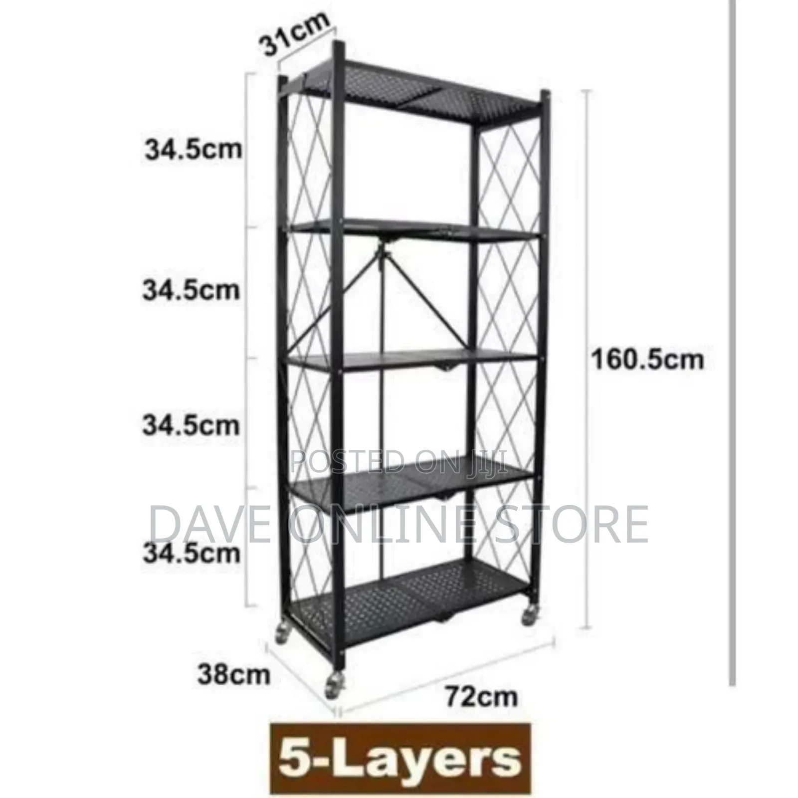 Strong 5 Layers Shelf- Foldable Storage Organizer Rack