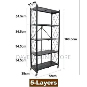 Strong 5 Layers Shelf- Foldable Storage Organizer Rack
