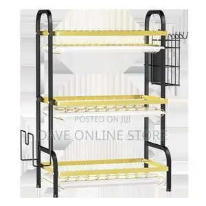 3 Layers Dishrack With Cup Holder Draining Tray Plate Rack
