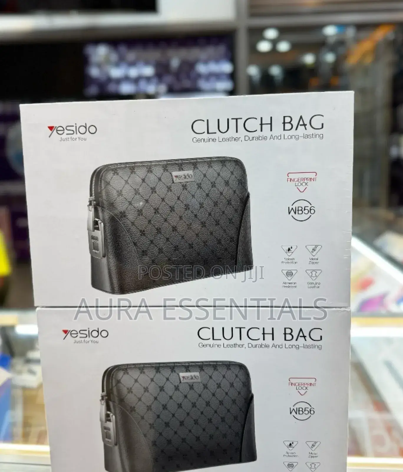 Fingerprint Lock Leather Handbag