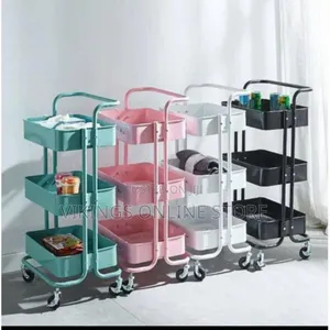 Multi-Purpose Steel Trolley Shelves - 3 Layers Rolling Cart