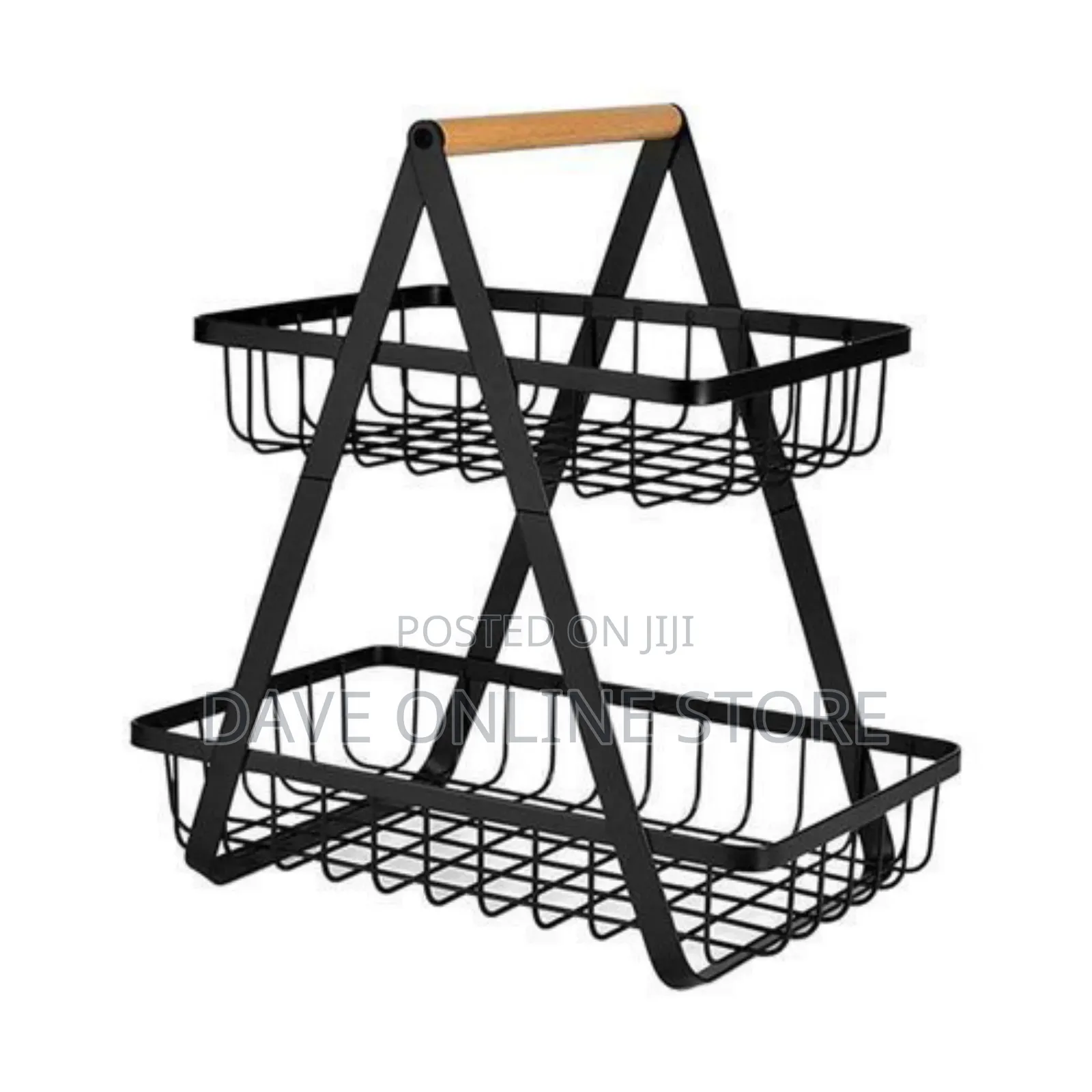 Bread Basket Detachable 2-Tier Fruit Holder Storage Black